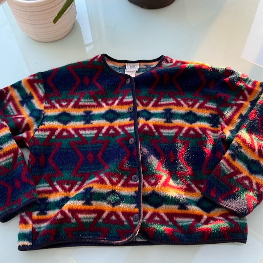 Vintage David Wayne fleece cardigan 80’s 90’s mountain tech L made in USA
